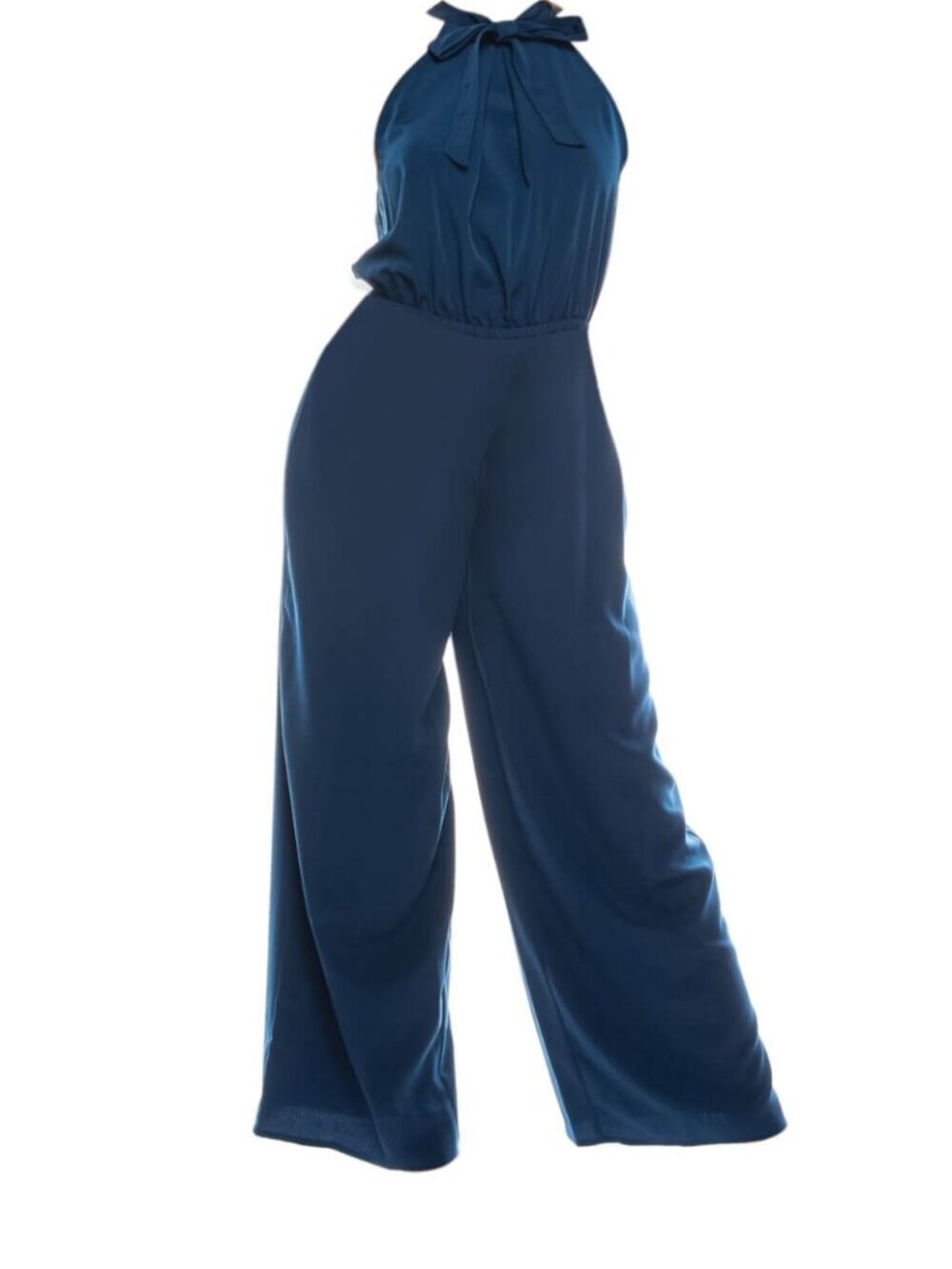 ✨ Blue Crepe Twill Halter Tie Neck Jumpsuit Outfit Set ✨